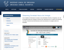 Web de la Sociedad Vasca de Urología anunciando el Streaming de HoLEP